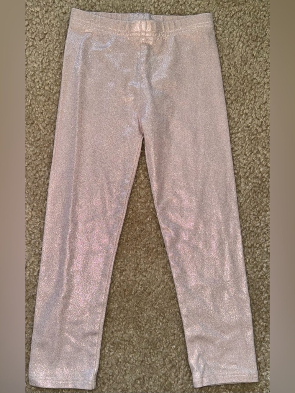 Girls Shimmery Light Pink Metallic Leggings
